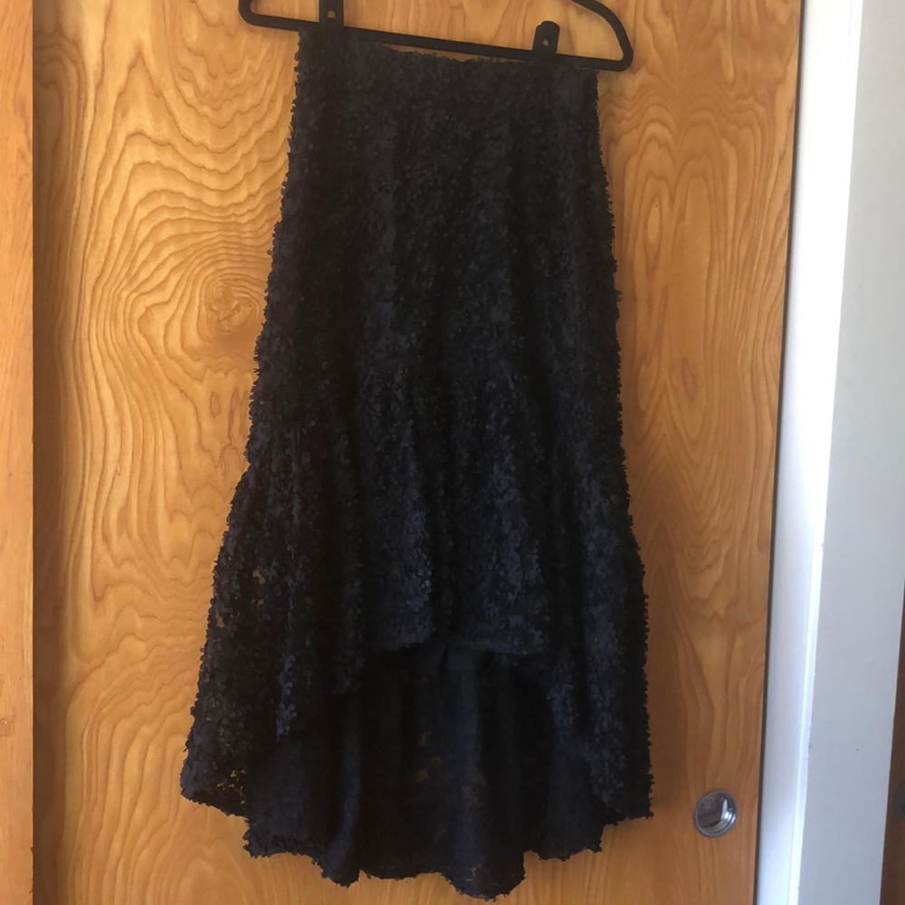 High-low black floral skirt